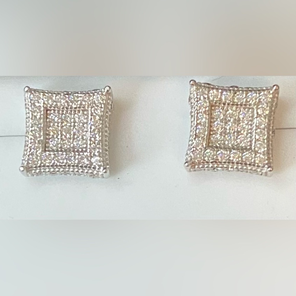 Moissanite Silver Screw Back Earrings